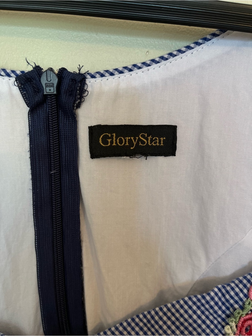Oktoberfest GloryStar Navy Blue Polka Dot Dirndl Dress L 12-14 - Picture 2 of 6